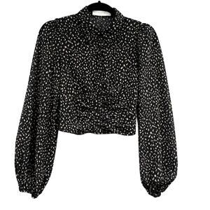 ASTR The Label Crop Top XS Sheer Puff balloon Sleeve Smocked Party Hippy Preppy